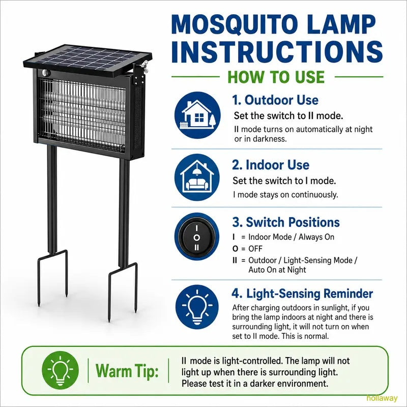 Outdoor waterproof solar-powered mosquito and fly killer
