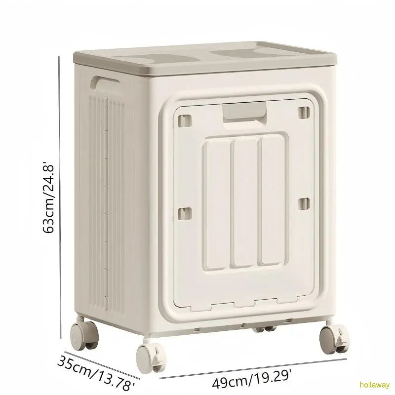 Wheeled laundry basket, portable rolling storage basket with lid
