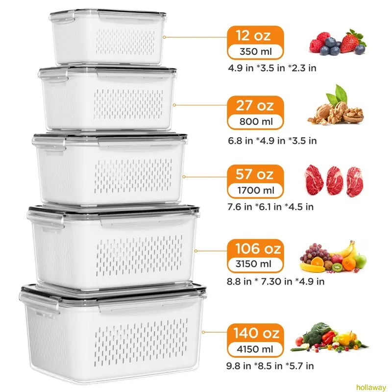 5-piece refrigerator storage organizer to keep food fresh