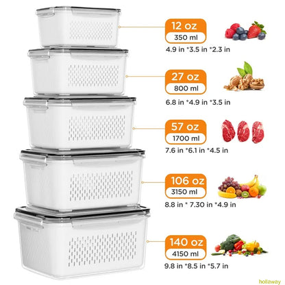 5-piece refrigerator storage organizer to keep food fresh