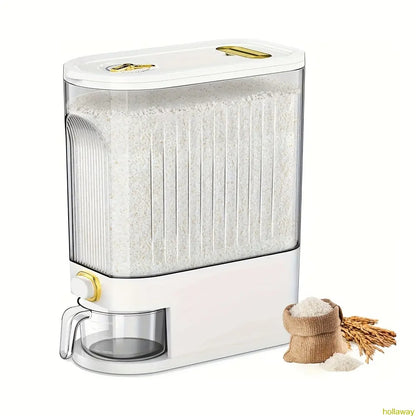 Rice container with measuring cup and timer scale, suitable for kitchen storage