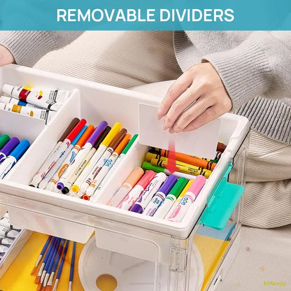 24 transparent storage boxes with removable trays and adjustable dividers