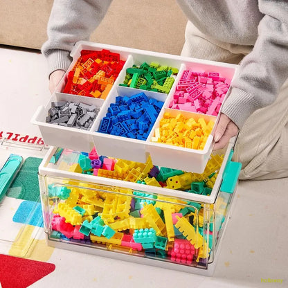 24 transparent storage boxes with removable trays and adjustable dividers