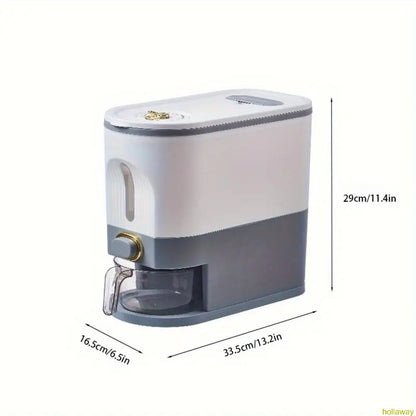 Rice container with measuring cup and timer scale, suitable for kitchen storage