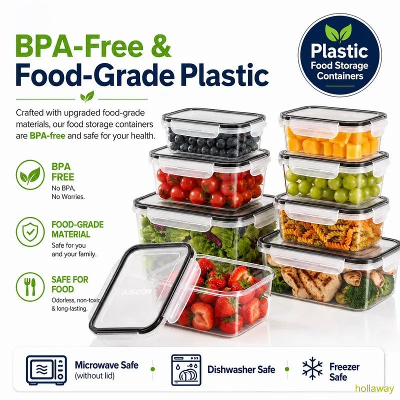 [Limited Time Sale] 40-Piece Plastic Airtight Food Storage Containers Set (20 Containers + 20 Lids) Leakproof, Reusable, Microwave & Dishwasher Safe