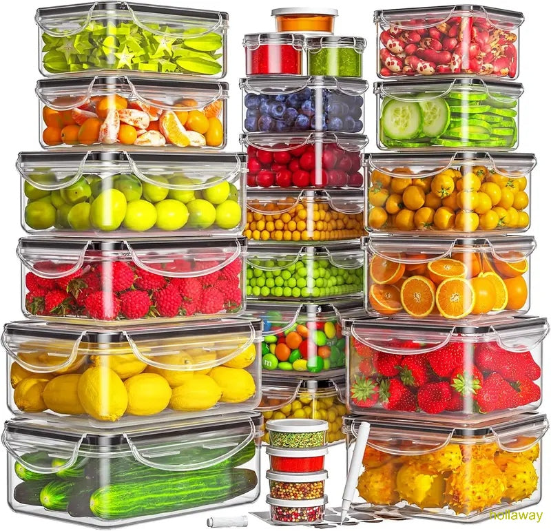 [Limited Time Sale] 40-Piece Plastic Airtight Food Storage Containers Set (20 Containers + 20 Lids) Leakproof, Reusable, Microwave & Dishwasher Safe