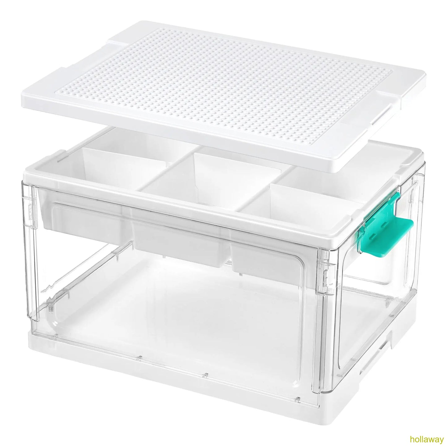 24 transparent storage boxes with removable trays and adjustable dividers