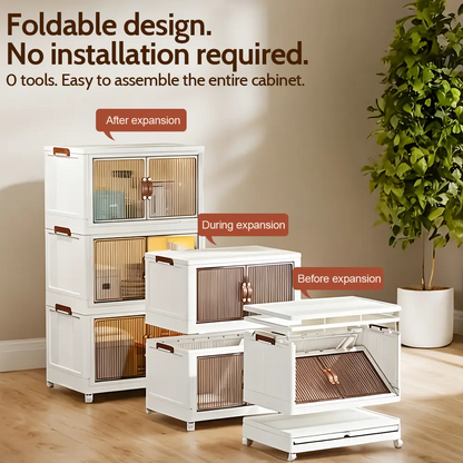40QT / 64QT / 128QT Stackable Foldable Storage Boxes with Lids – Collapsible Plastic Storage Bins for Home, Office & Garage Organization