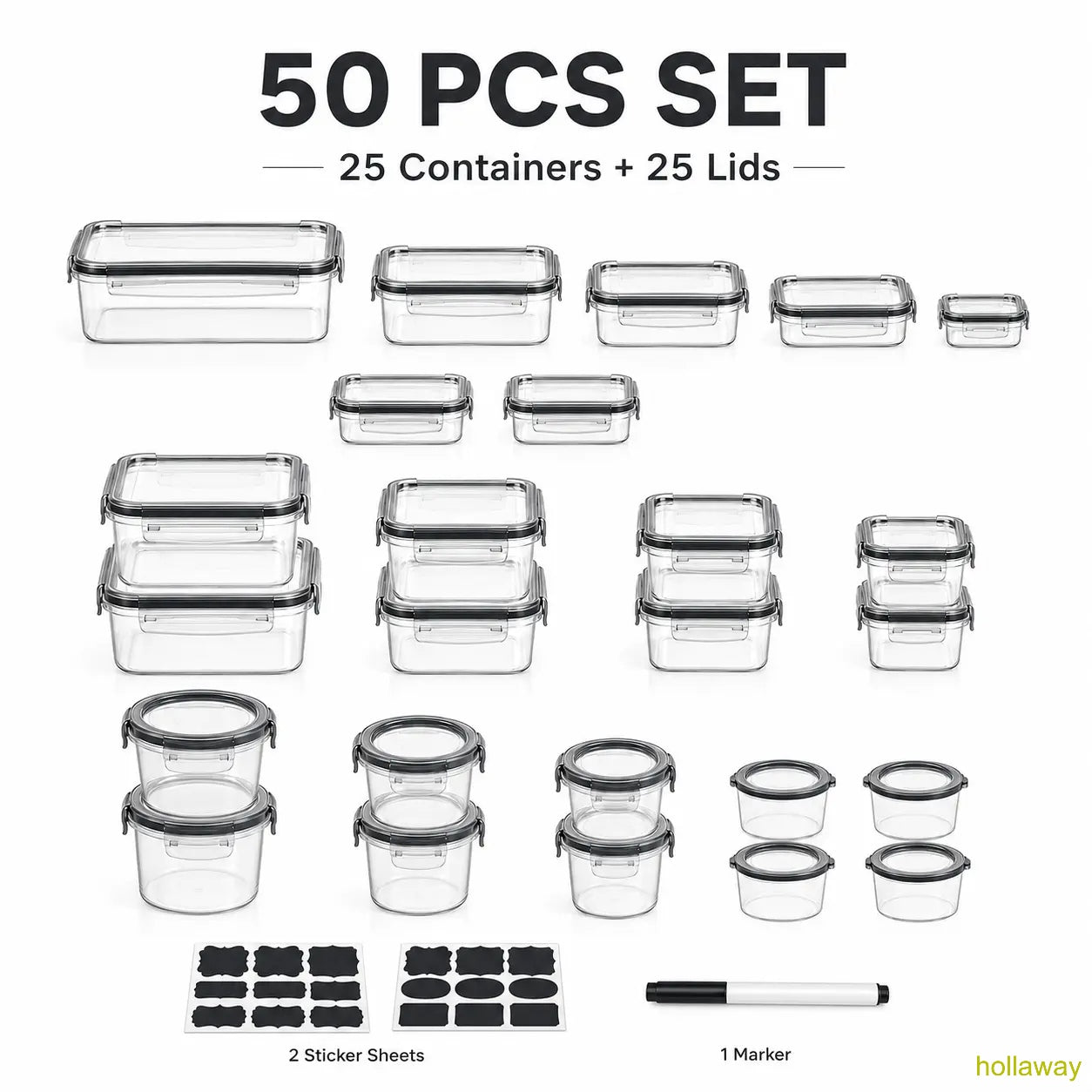 [Limited Time Sale] 40-Piece Plastic Airtight Food Storage Containers Set (20 Containers + 20 Lids) Leakproof, Reusable, Microwave & Dishwasher Safe