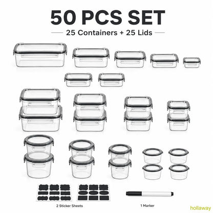 [Limited Time Sale] 40-Piece Plastic Airtight Food Storage Containers Set (20 Containers + 20 Lids) Leakproof, Reusable, Microwave & Dishwasher Safe
