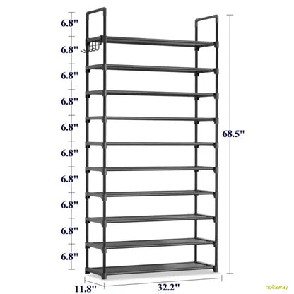 Shoe Rack - 3-10 Tier Storage Rack with Side Handles