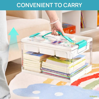 24 transparent storage boxes with removable trays and adjustable dividers