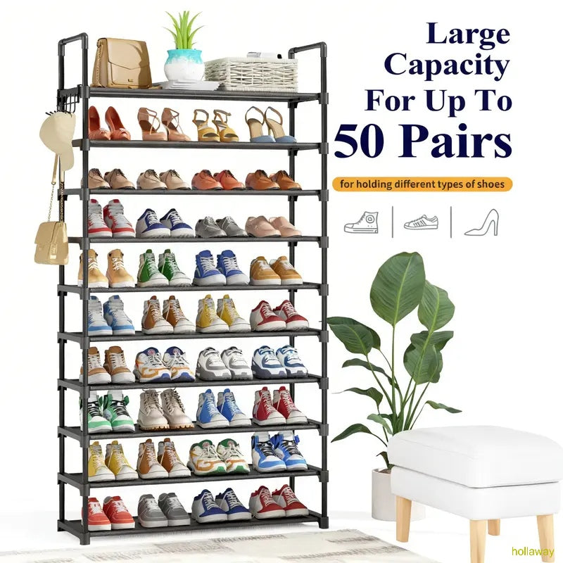 Shoe Rack - 3-10 Tier Storage Rack with Side Handles