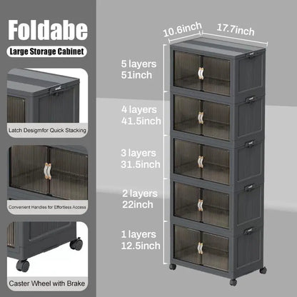 40QT / 64QT / 128QT Stackable Foldable Storage Boxes with Lids – Collapsible Plastic Storage Bins for Home, Office & Garage Organization