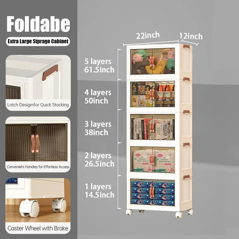 40QT / 64QT / 128QT Stackable Foldable Storage Boxes with Lids – Collapsible Plastic Storage Bins for Home, Office & Garage Organization