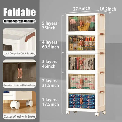 40QT / 64QT / 128QT Stackable Foldable Storage Boxes with Lids – Collapsible Plastic Storage Bins for Home, Office & Garage Organization