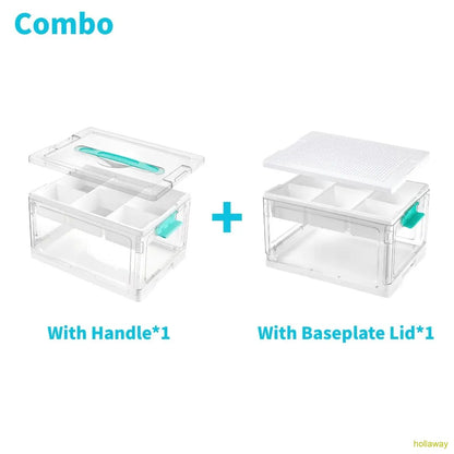 24 transparent storage boxes with removable trays and adjustable dividers