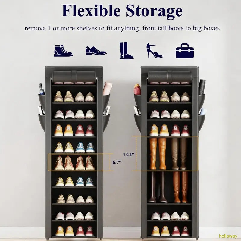 Shoe Rack - 3-10 Tier Storage Rack with Side Handles