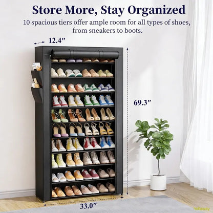 Shoe Rack - 3-10 Tier Storage Rack with Side Handles
