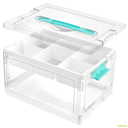 24 transparent storage boxes with removable trays and adjustable dividers