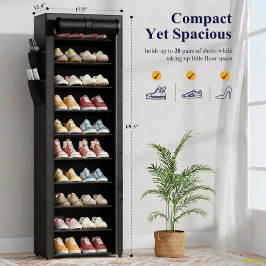 Shoe Rack - 3-10 Tier Storage Rack with Side Handles